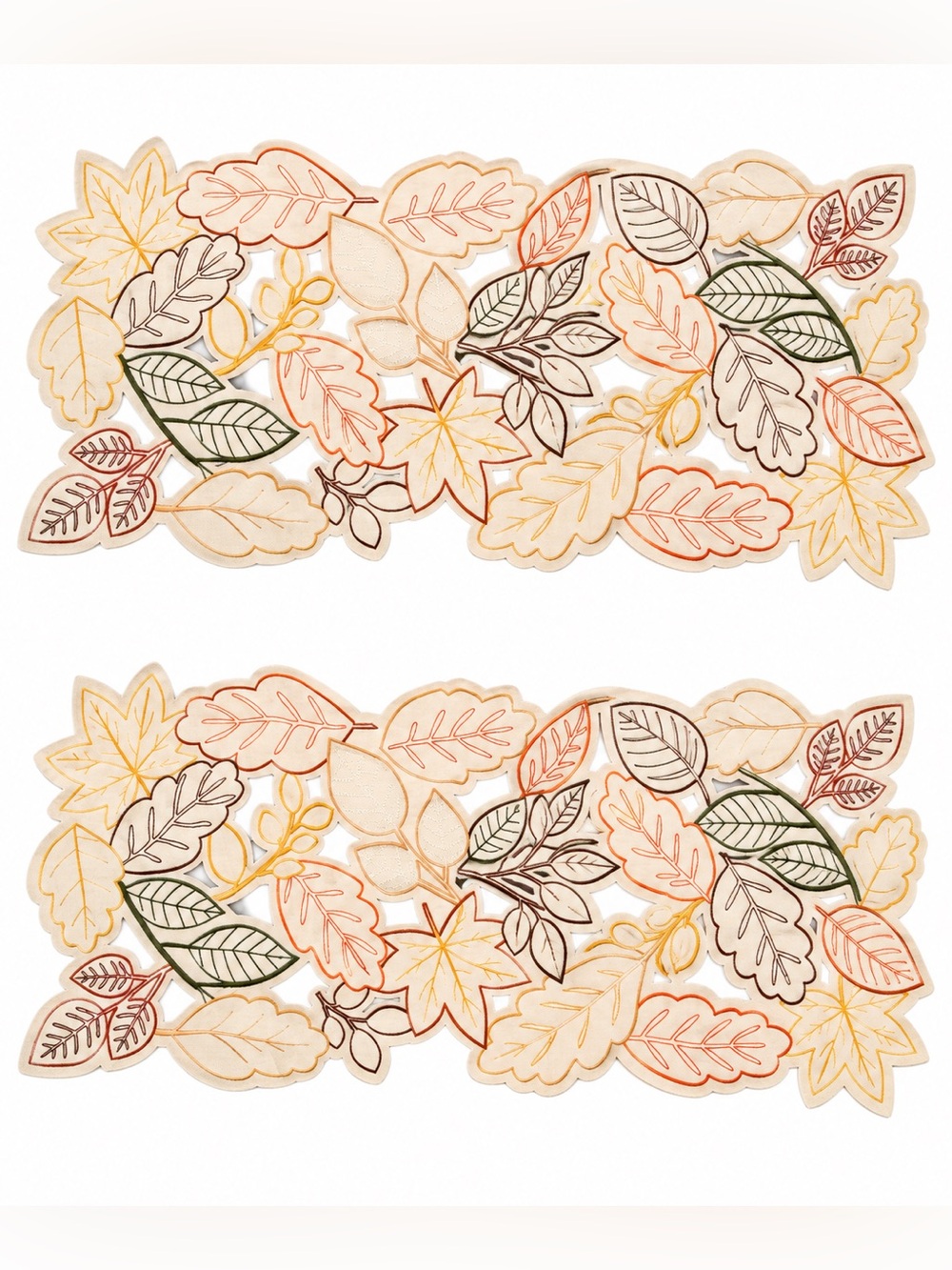 Celebrate It Thanksgiving Embroidered Fall Leaf Placemats 17” x 13”, Set of 2